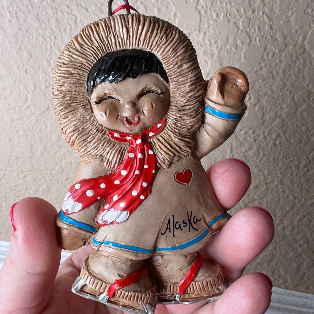Vintage 1993 Eski Moppets Alaskan Girl Ice Skating Christmas Ornament, J. Reid - Picture 6 of 7